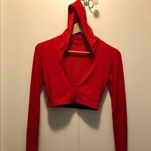 Longsleeve red croptop, athletic wicked 4 sweating